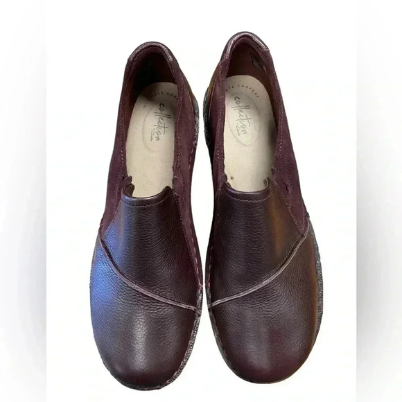 Clarks Collection Leather & Suede  Slip On Shoes Michela Opal Burgundy Size 11 - Picture 4 of 9